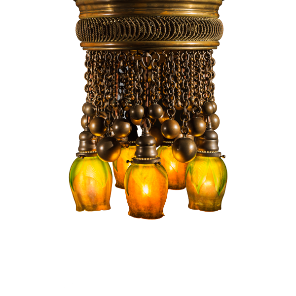 Moorish chandelier with Favrile shades